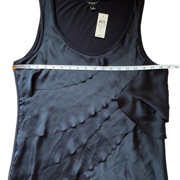 Ann Taylor Black Tank with Flattering Ruffle Front, NWT, Size Large - Picture 9 of 10
